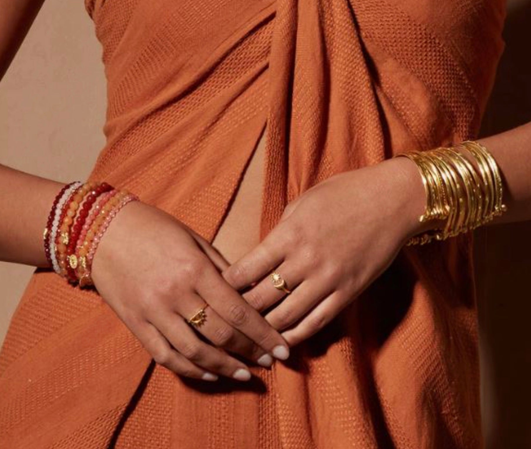 Large Gold Multi Etched Bangle
