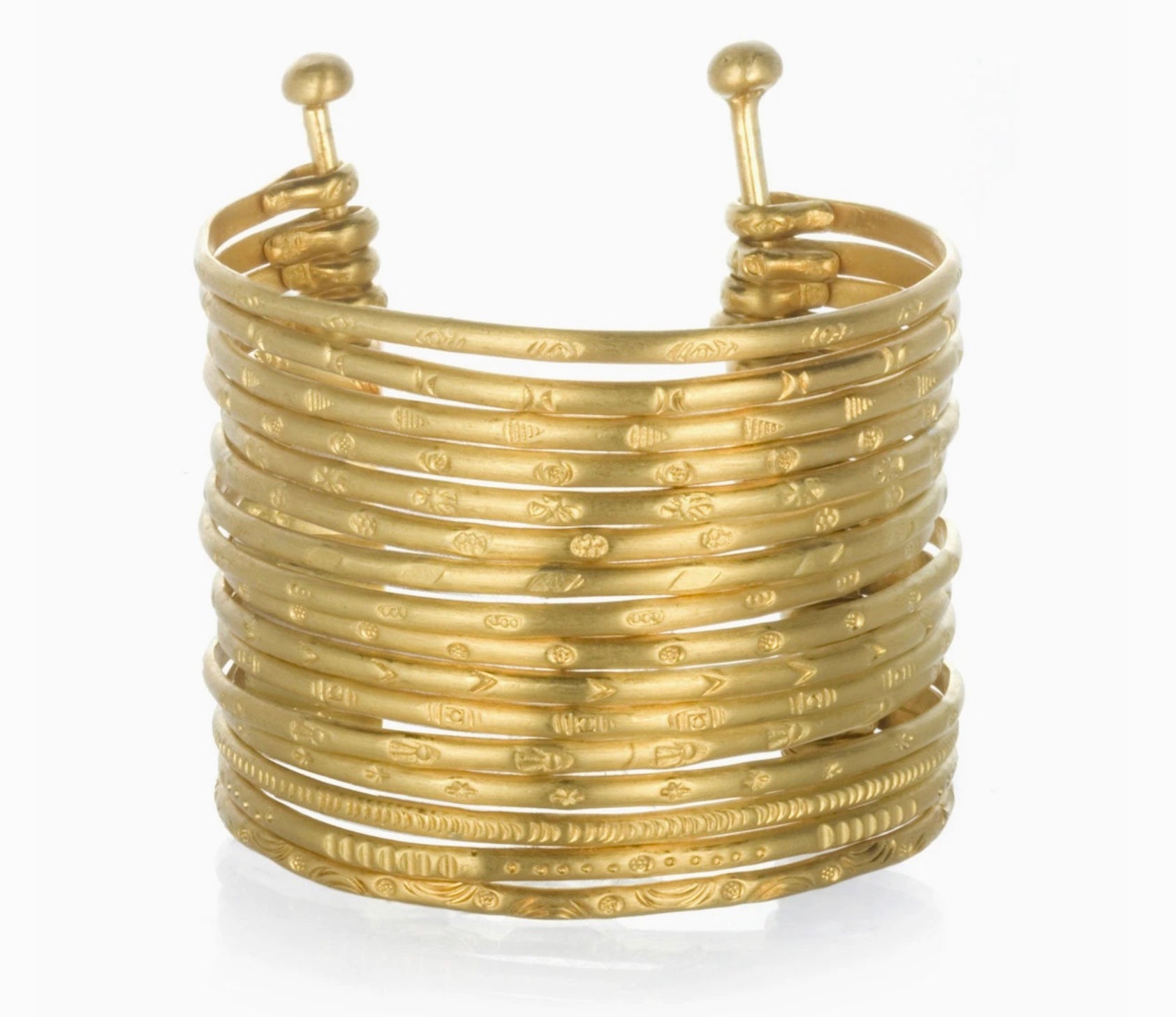 Large Gold Multi Etched Bangle