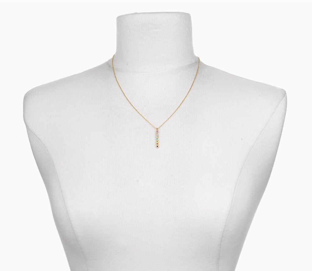 Multi Stone Chakra Stick Necklace