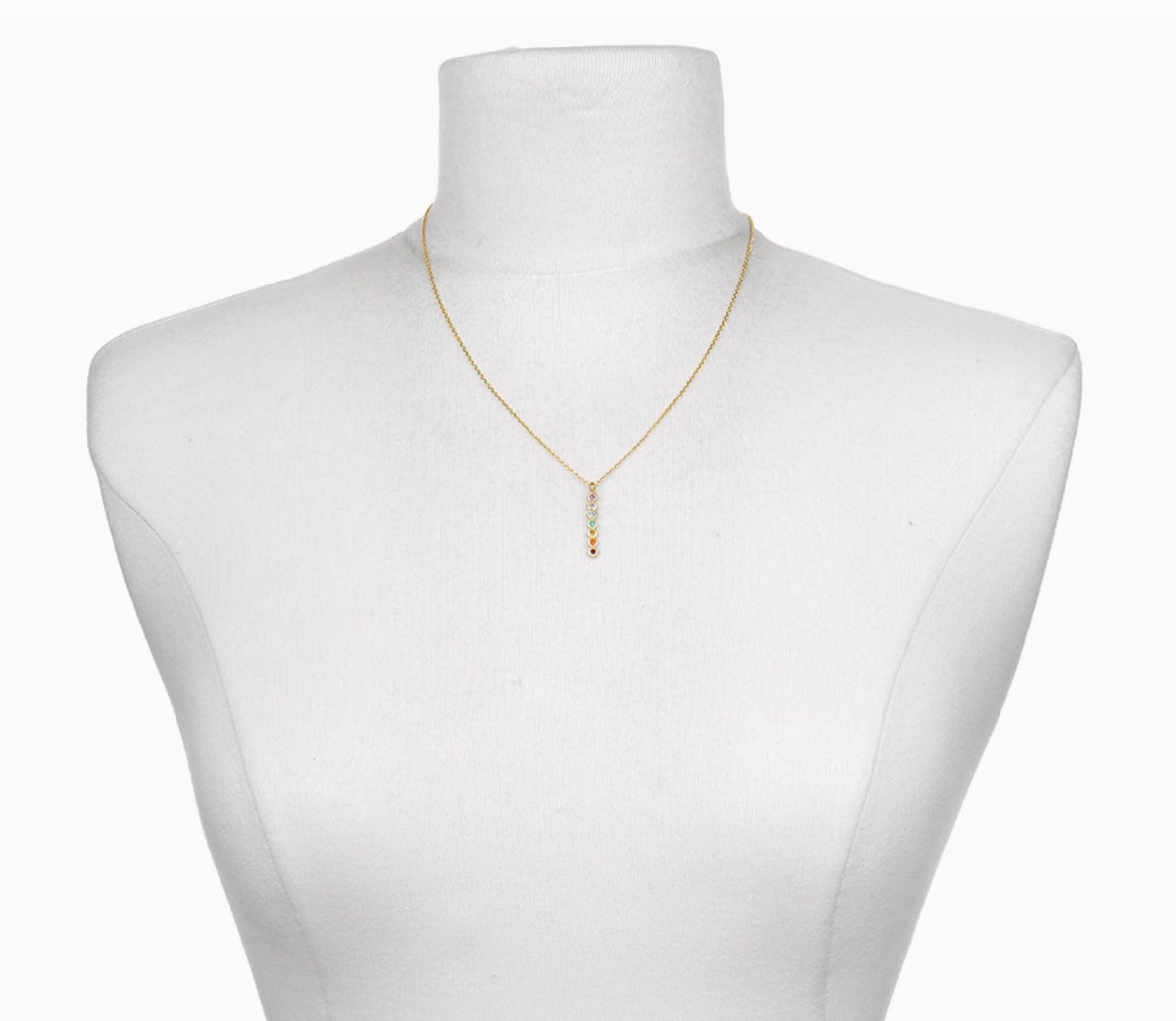 Multi Stone Chakra Stick Necklace