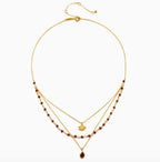 Embrace Change Garnet Lotus Triple Necklace 18''