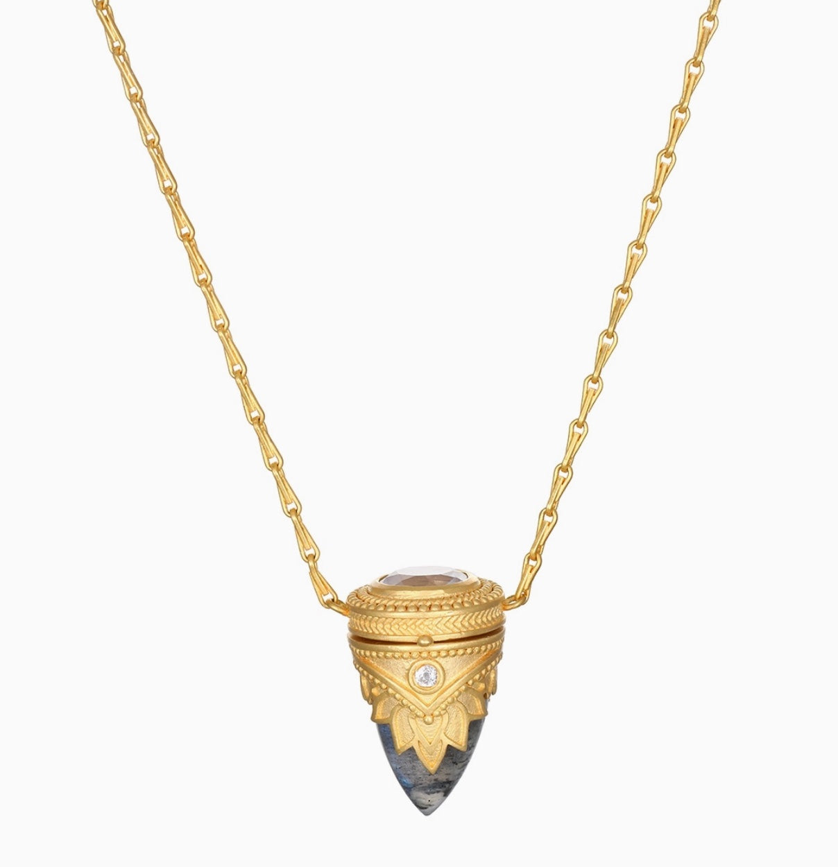 Guiding Spirit Labradorite Feather Locket Necklace - 18"