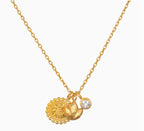 Inner Light 16" White Topaz Lotus Multi Charm Necklace