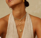 Inner Light 16" White Topaz Lotus Multi Charm Necklace