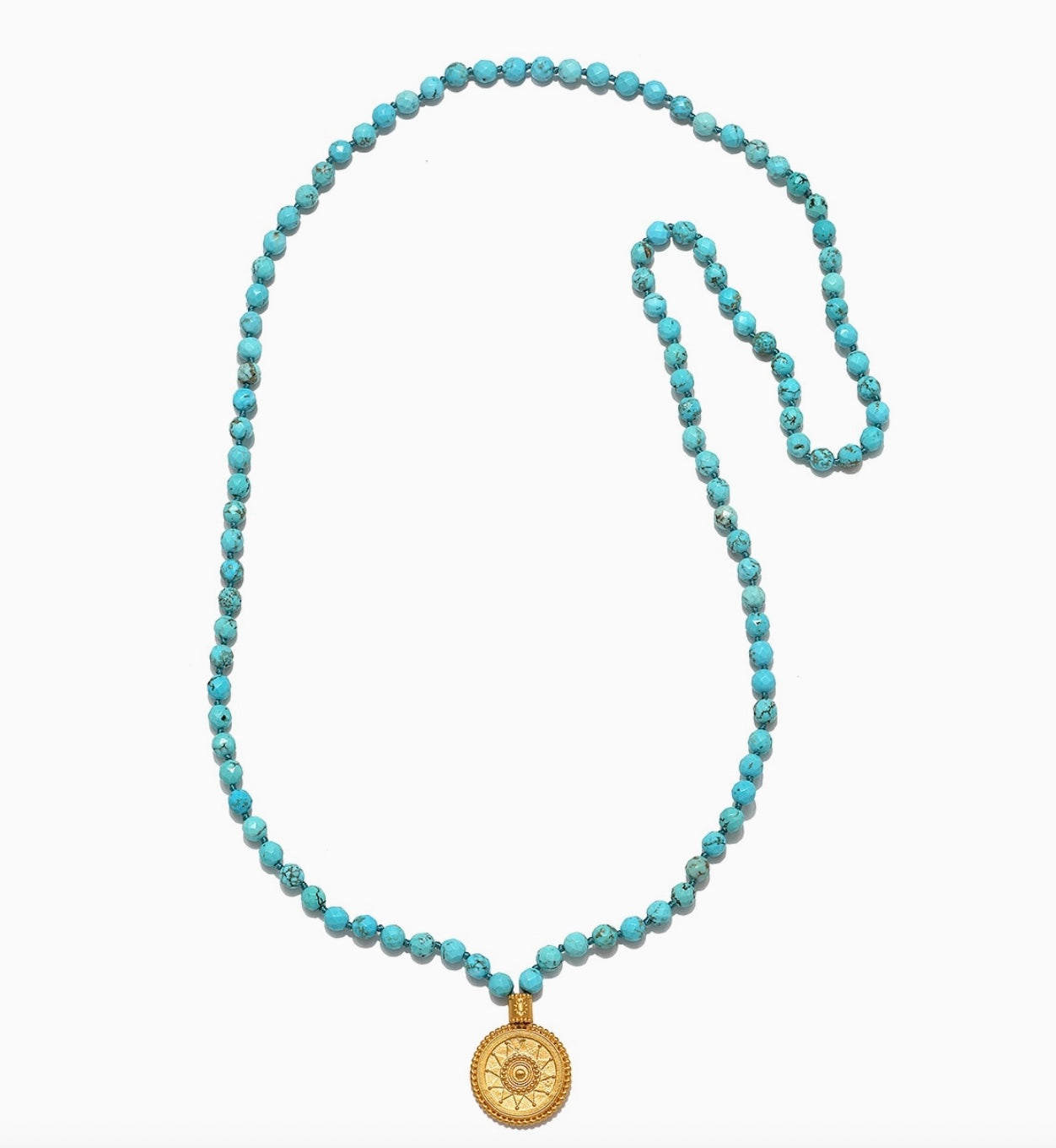31" Turquoise Sunburst Medallion Mala