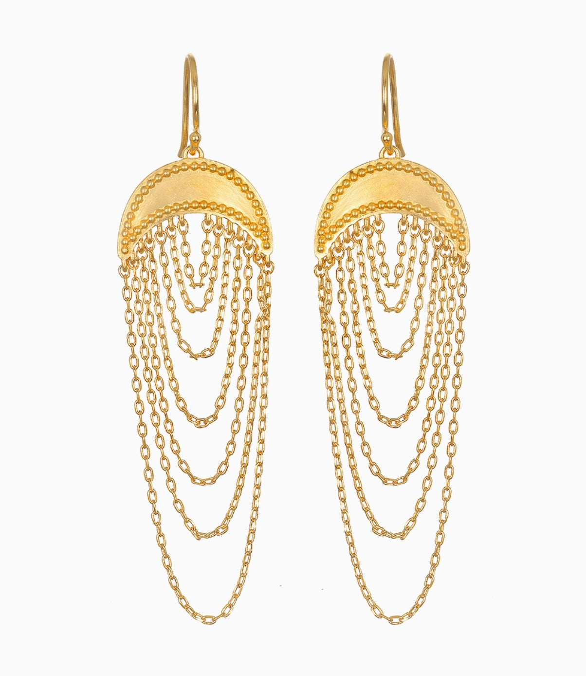 Drape chain moon earrings