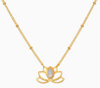 Open Lotus Moonstone Necklace