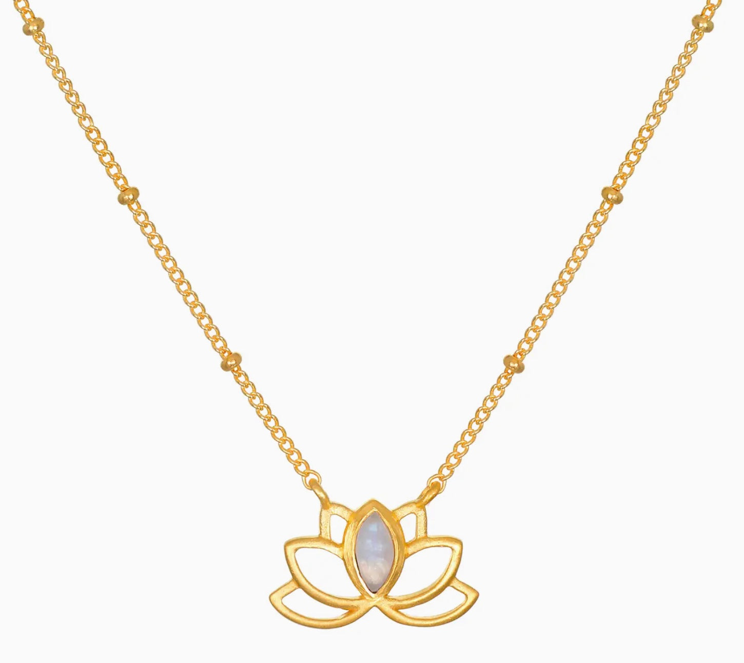 Open Lotus Moonstone Necklace