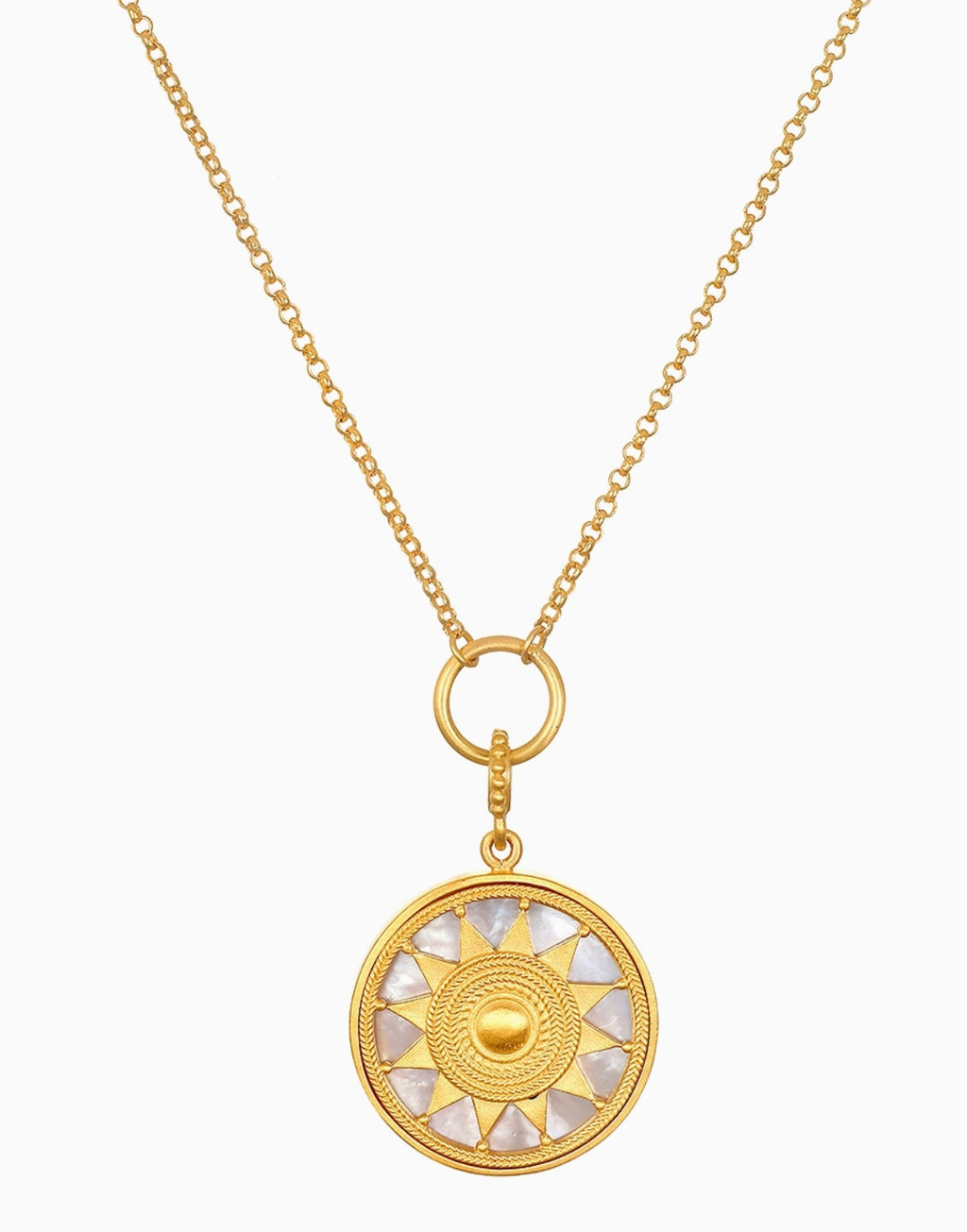 Inner Light 18" Mother-of-Pearl Mandala Necklace