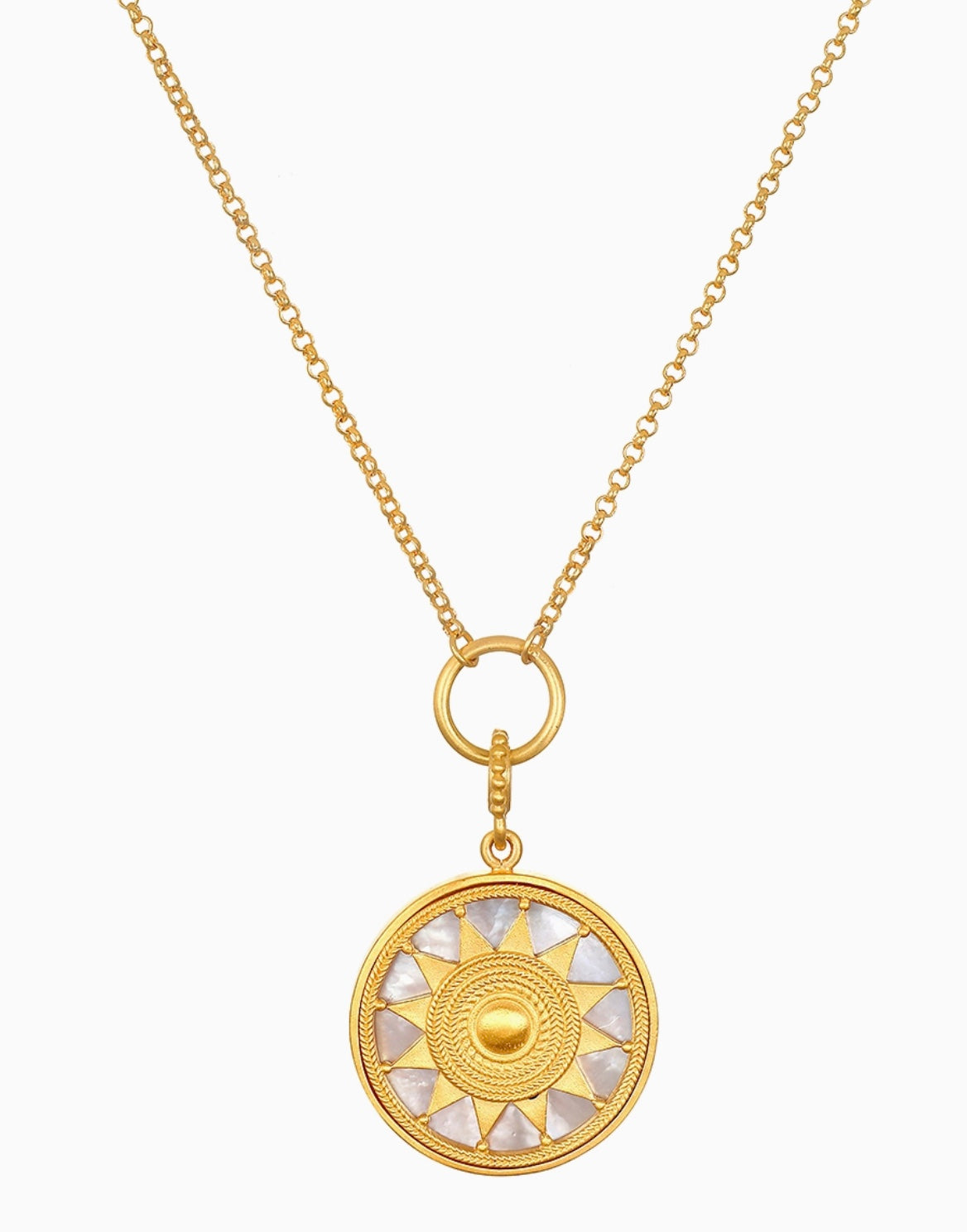 Inner Light 18" Mother-of-Pearl Mandala Necklace