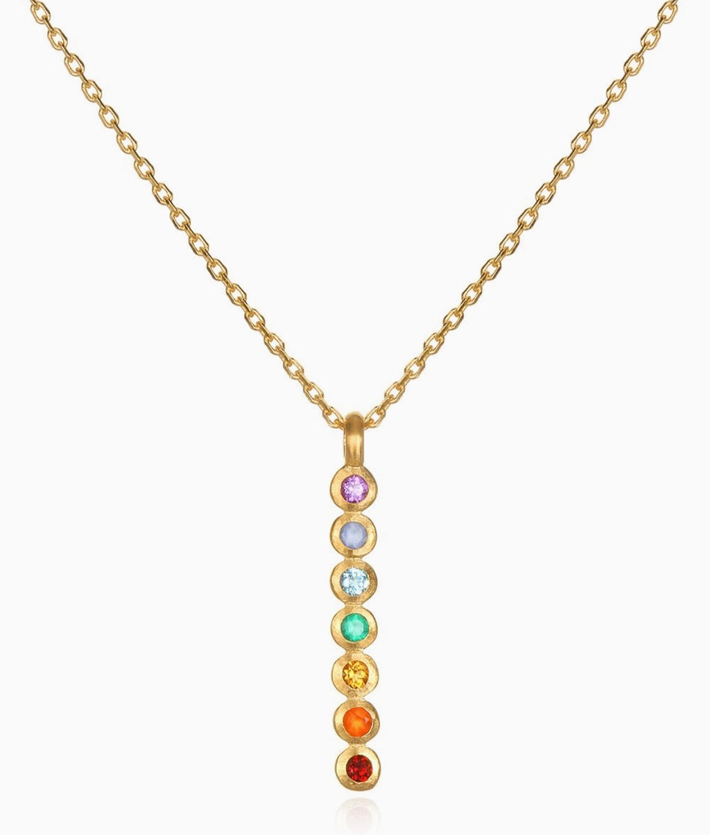 Multi Stone Chakra Stick Necklace